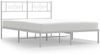vidaXL Bettgestell mit Kopfteil, Metall weiß, 135x190 cm Bild 2