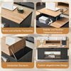 LVHOM Couchtisch mit Stauraum, Höhenverstellbarer Kaffeetisch mit versteckten Fächern, Laptoptisch für Wohnzimmer, Eiche-Optik/Grau, 109x60x43 cm Bild 4