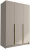 Mirjan24 'Cikzori' Kleiderschrank mit Einlegeböden und Kleiderstange, 3-türig, Laminatplatte, 215 x 58 x 150 cm, Cashmere / Gold, ohne Spiegel Bild 3