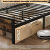 PFCTART Metallbett Bettgestell 140x200 Vintage, Stahl & MDF, Holzoptik für Betten (Set, 1-tlg, Industriedesign, wasser- & kratzfest, betten, bettrahmen & lattenroste), 360 kg Tragkraft, 90 cm Kopfteil, 27 cm Bodenfreiheit, schwarz Bild 4
