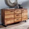 Sideboard 145x82x45cm Sheesham Massivholz Metall Baumkante Modern Schubladen Bild 3