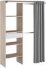 Vorhang-Schrank >Bari 2< 2 Stangen, 5 Fächer, Akazie Dekor / grau - 143x182x48cm (BxHxT) Bild 5