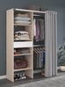 Vorhang-Schrank >Bari 2< 2 Stangen, 5 Fächer, Akazie Dekor / grau - 143x182x48cm (BxHxT) Bild 2