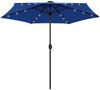 Sonnenschirm, Terrassenschirm mit LED-Beleuchtung und Alu-Mast 270 cm Azurblau Bild 2