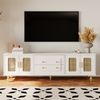 TV-Lowboard aus Spanplatte mit Rattan-Türen & Push-to-Open, 175x38x55,5 cm, Weiß Bild 5