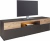 Lowboard COMO 210 cm Optik: Grau / Planked Eiche mit LED Beleuchtung Bild 3