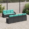 vidaXL Sofa Set mit Kissen 8 pcs Schwarz und Türkis Poly Rattan 3346636 Bild 3