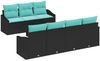 vidaXL Sofa Set mit Kissen 8 pcs Schwarz und Türkis Poly Rattan 3346636 Bild 2