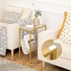 Hoobro Schmaler Beistelltisch Nachttisch Zeitschriftenhalter Glas Gold Bild 4