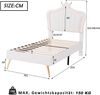 Bett Polsterbett 90x200 cm mit LED-Beleuchtung, gepolstertes Kinderbett mit Kronen-Kopfteil,Grau Bild 4