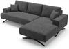 GRAINGOLD Ecksofa L-Form Leto, Wohnzimmer Ecksofa, Metallbeine, Velvet-Stoff, Anthrazit, Rechts Bild 5