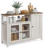 VASAGLE Küchenschrank, 33 x 110 x 75 cm, Aufbewahrungsschrank im Landhausstil, für Esszimmer oder Küche, braun-weiß Bild 2