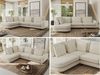 CALENO L-Form Ecksofa 317x225 cm, Massivholz-Rahmen & Wellenfedern, Sitzhöhe 51 cm, modernes Polstersofa rückenecht bezogen & freistehend - Creme Strukture - Links Seite Bild 2