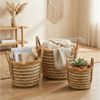 Marrakesch Orient & Mediterran Interior Übertopf 3er Set Boho Pflanzkorb Raffa handgefertigt aus Rattan in Natur 44 cm (1 St), Handarbeit Bild 4
