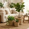 Marrakesch Orient & Mediterran Interior Übertopf 3er Set Boho Pflanzkorb Raffa handgefertigt aus Rattan in Natur 44 cm (1 St), Handarbeit Bild 2