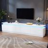 TV-Schrank 180 x 34 x 40 cm, Hochglanz Lowboard aus Spanplatte mit 4 Schubladen und LED, Weiß Bild 1