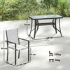 5-teiliges Garten-Set mit 4 stapelbaren Stühlen und Tisch aus gehärtetem Glas mit Schirmloch, Hellgrau Bild 5