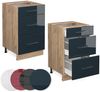 Küchenunterschrank Fame-Line Dunkelblau Hochglanz 50 cm ohne Arbeitsplatte Vicco Bild 5