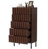 UEV Kommode schmal mit 4/5 Schublanden Sideboard Beistellschrank Buffet (Aufbewahrungskommode, Mehrzweckschrank aus Holz(Natur/Schwarz/Dunkelbraun), Schrank für Wohnzimmer,Schlafzimmer,Flur Bild 4