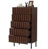 UEV Kommode schmal mit 4/5 Schublanden Sideboard Beistellschrank Buffet (Aufbewahrungskommode, Mehrzweckschrank aus Holz(Natur/Schwarz/Dunkelbraun), Schrank für Wohnzimmer,Schlafzimmer,Flur Bild 5