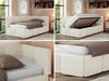 Jugendbett 90x200 ARVO Polsterbett mit Bettkasten, Stauraum & Gasdruckfeder, Modernes Design mit Kopfteil, Foam Matratze - Creme Strukture - MIRO LUX - Rechts Seite Bild 2