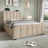 Merax Polsterbett Einzelbett 90x200cm mit USB/Typ-C Ladefunktion und 4 Schubladen, Beige Bild 2