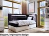 MEBLINI Kinderbett mit Bettkasten GARETH 3 100x200 Rechts – H3/Schwarz Samt Gepolstert Einzelbett mit Matratze - Polsterbett mit Stauraum - Bett mit Kopfteil – Stauraumbett Bild 2