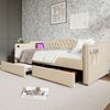 Tagesbett Beige mit Samtbezug, 2 Schubladen, USB & Type-C Ladeanschluss, 90x200 cm Bild 4