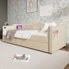 Tagesbett Beige mit Samtbezug, 2 Schubladen, USB & Type-C Ladeanschluss, 90x200 cm Bild 5