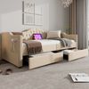 Tagesbett Beige mit Samtbezug, 2 Schubladen, USB & Type-C Ladeanschluss, 90x200 cm Bild 2