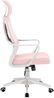 Bürostuhl mit Lordosenstütze im Netzstoff-Design Schreibtischstuhl mit Wippfunktion ergonomischer Drehstuhl mit einer verstellbaren atmungsaktiven Rückenlehne Weiß/Rosa Bild 5
