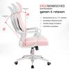 Bürostuhl mit Lordosenstütze im Netzstoff-Design Schreibtischstuhl mit Wippfunktion ergonomischer Drehstuhl mit einer verstellbaren atmungsaktiven Rückenlehne Weiß/Rosa Bild 4