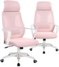 Bürostuhl mit Lordosenstütze im Netzstoff-Design Schreibtischstuhl mit Wippfunktion ergonomischer Drehstuhl mit einer verstellbaren atmungsaktiven Rückenlehne Weiß/Rosa Bild 3