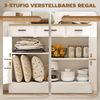 Sideboard weiß mit Holzoptik, 2 Schubladen & Schrank, verstellbares Regal, Anti-Kipp,68x35cm,vielseitig für Wohnzimmer Flur Bild 4