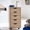 Rollcontainer 33 x 64 x 38 cm MDF-Holz 5 Schubladen sonoma, Moderner Schubladencontainer mit Rollen, Standcontainer Bürocontainer Bild 2