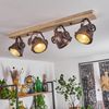 »Biati«, verstellbare Deckenlampe aus Metall/Holz/Glas in Rost/Braun/Natur/Klar, 4-flammig, 4 x GU10, max. 40 Watt, dreh- u. schwenkbarer Spot im Industrial Design m. Textilkabeln Bild 2