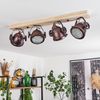 »Biati«, verstellbare Deckenlampe aus Metall/Holz/Glas in Rost/Braun/Natur/Klar, 4-flammig, 4 x GU10, max. 40 Watt, dreh- u. schwenkbarer Spot im Industrial Design m. Textilkabeln Bild 3