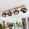 »Biati«, verstellbare Deckenlampe aus Metall/Holz/Glas in Rost/Braun/Natur/Klar, 4-flammig, 4 x GU10, max. 40 Watt, dreh- u. schwenkbarer Spot im Industrial Design m. Textilkabeln Bild 5