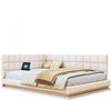 Polsterbett Schlafsofa 140*200 Multifunktionsbettmit LED Lichtleiste, USB Steckdose und Lattenrost, hautsympathischer Leinen beige Bild 5
