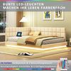 Polsterbett Schlafsofa 140*200 Multifunktionsbettmit LED Lichtleiste, USB Steckdose und Lattenrost, hautsympathischer Leinen beige Bild 4