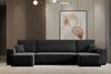 Wohnlandschaft COMO U-Form Cord mit Bett Schlafsofa Ottomane Schwarz Bild 2