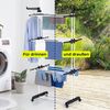 EASYmaxx Klappbarer Wäscheständer | Effizientes Trocknen mit 3 Ebenen, 2 Seitenflügeln & leichtem Aufbau | Platzsparend, vielseitig und mobil für drinnen und draußen, Schwarz/Weiß Bild 4