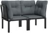 vidaXL Garten-Eckstühle mit Kissen 2 Stk. Schwarz & Grau Poly Rattan 362801 Bild 2
