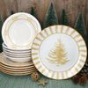 12tlg Tafelservice Tanne gelb 6 Personen Essteller Suppenteller Weihnachten Bild 3