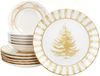 12tlg Tafelservice Tanne gelb 6 Personen Essteller Suppenteller Weihnachten Bild 2
