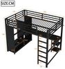 Flieks Hochbett Led Metallbett Kinderbett 140x200cm mit Kleiderschrank, Tisch, Regal Bild 4