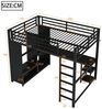 Flieks Hochbett Led Metallbett Kinderbett 140x200cm mit Kleiderschrank, Tisch, Regal Bild 3