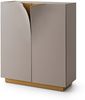 KAWOLA Highboard EMMA Kunstleder grau Fuß Edelstahl messingfarben 120 x 42 x 100 cm Bild 3