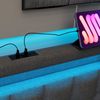 Polsterbett 90x200 cm, Leinenstoff Grau mit integrierter USB‑Typ‑C Ladefunktion, LED‑Beleuchtung und 2 Schubladen，Es gibt eine Matratze. Bild 4