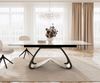 Esstisch Edge 180-220x100 Keramik Minas Melange Weiß-Beige W-Gestell Effektfinish Titan Ausziehbar Bild 2